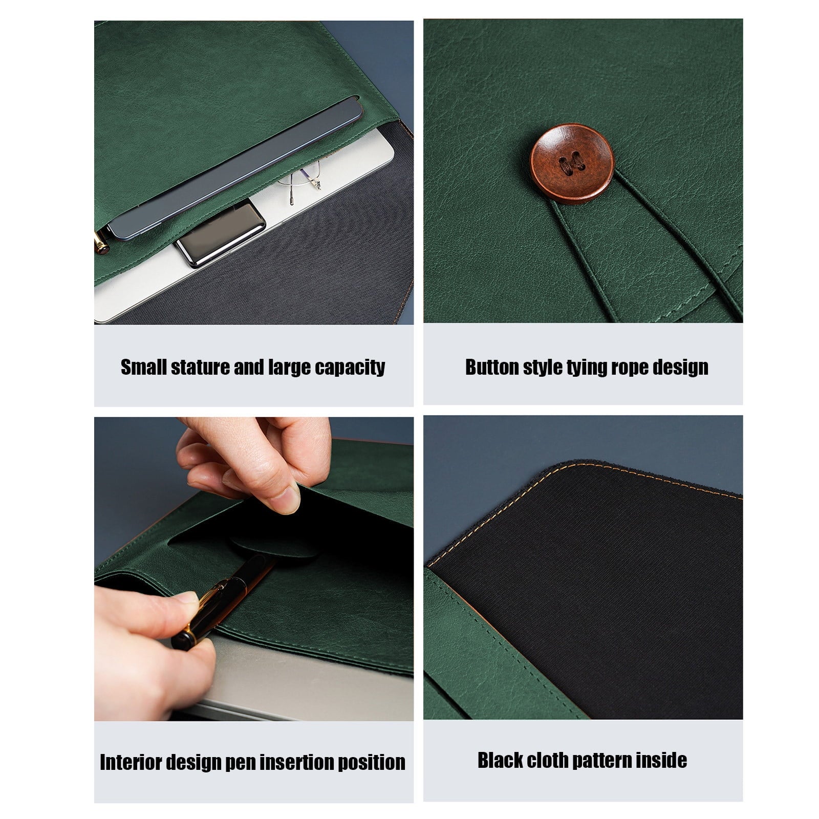 Modern Design PU Leather Padfolio, Leather File Bag A4 File Bag, Briefcase Button Business Office Storage, Portable L... - Image 6