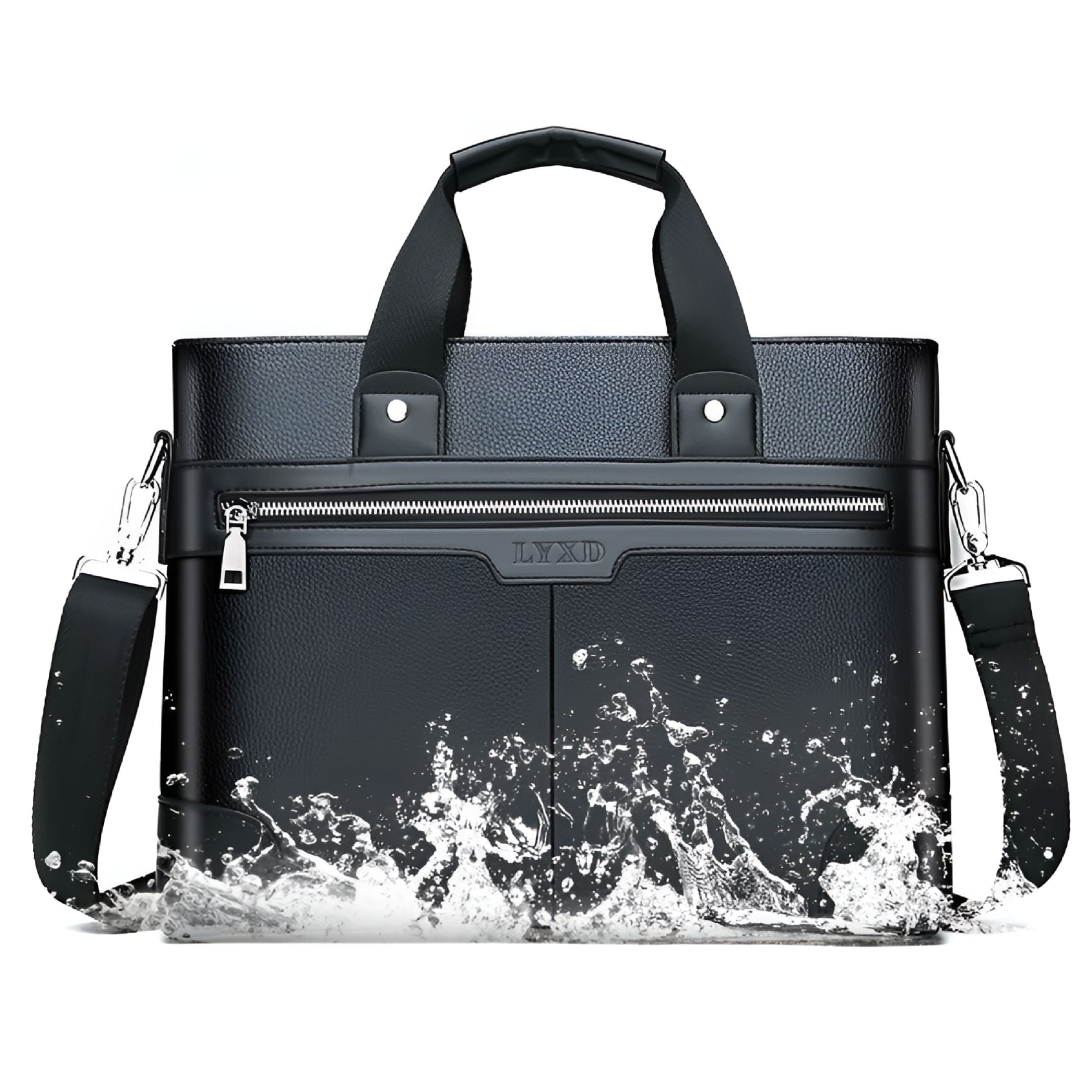 Leather Briefcase for Men 15.6 Inch Laptop Tote Work Bag Waterproof Messenger Shoulder Handbag Tote Bag for Men(Black) - Image 4