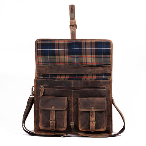 18-Inch Leather Laptop Messenger Bag for Men & Women  Vintage Office Briefcase Satchel with Shoulder Strap for Work & Travel - Image 2