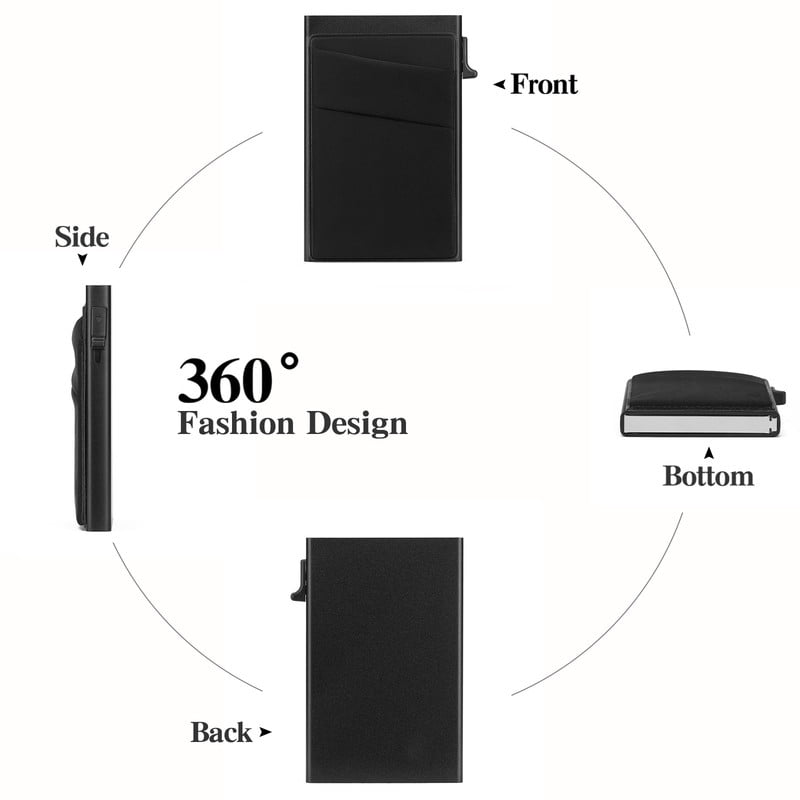 Slim Smart Aluminum Card Holder Mens Wallet Minimalist Leather RFID Blocking Metal Pop Up Wallet - Image 5