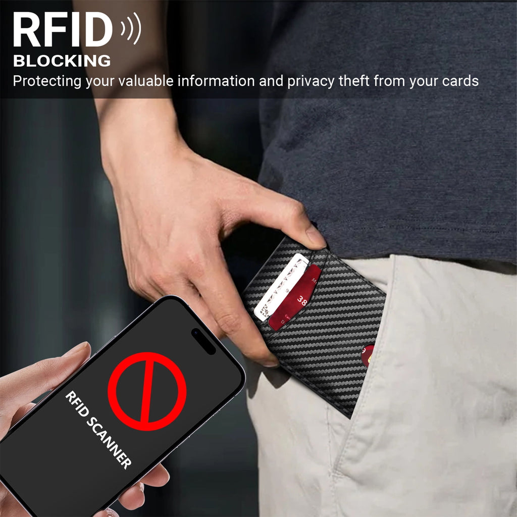 Wallet for Men, Slim Leather Rfid Blocking Mens Wallet with 2 ID Windows, Bifold Minimalist Credit Card Holder for 15... - Image 4