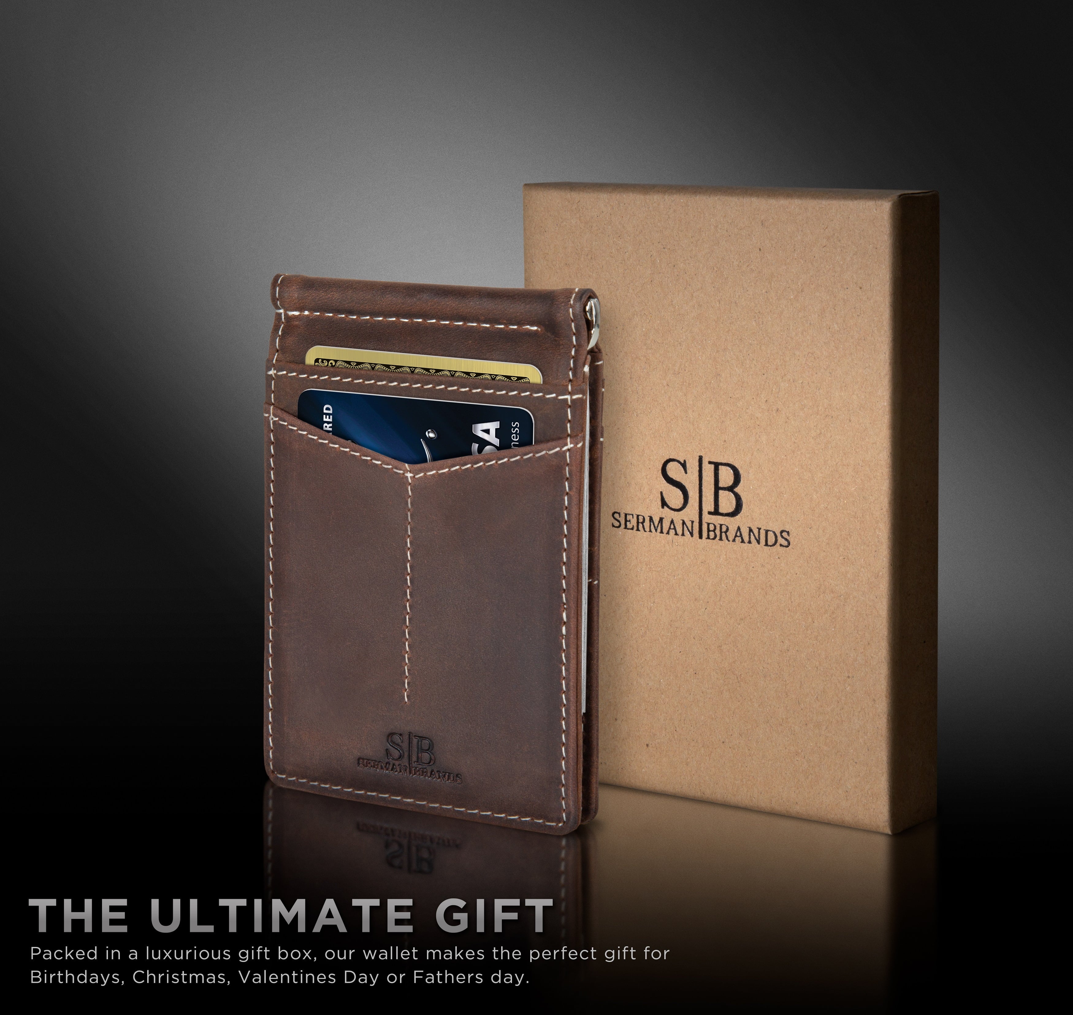 Slim Wallets for Men | Money Clip | RFID Blocking with Front Pocket | Men Bifold | Leather Wallet | Texas Brown - Image 2
