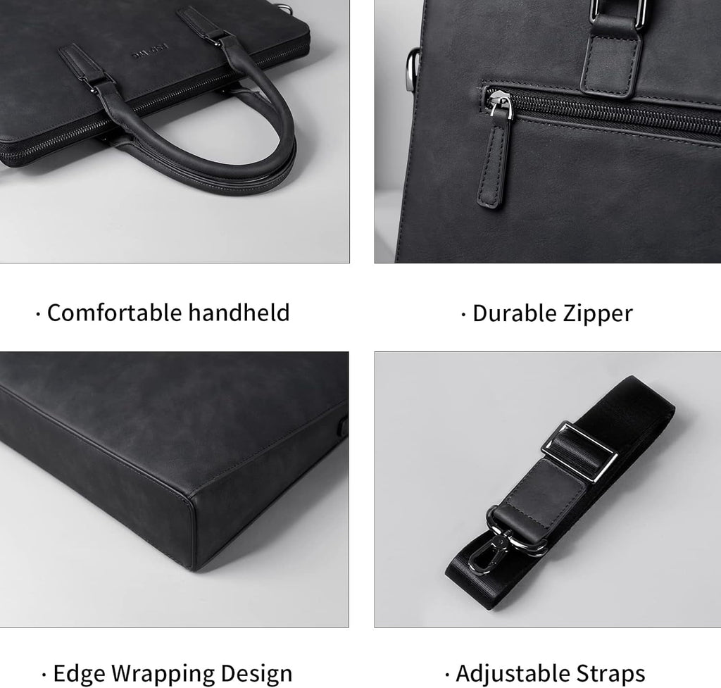 Business Bag Leather Messenger Bag Water Resistant Business Travel Briefcase Handbag Briefcase for Men - Image 6