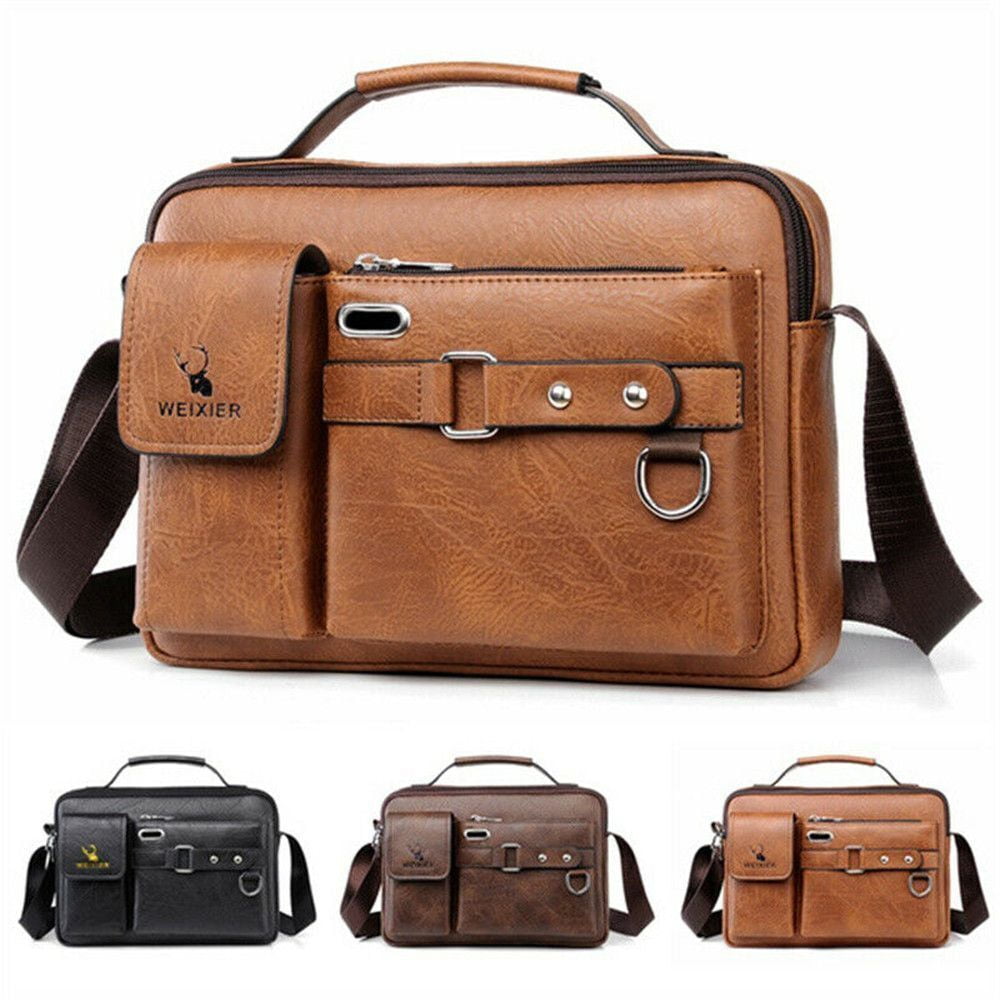 Messenger Men's Shoulder Bag PU Leather Handbag Business Crossbody Bag Briefcase - Image 3