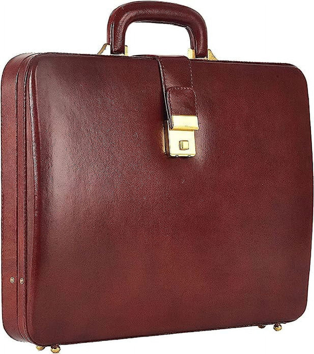 Premium Look Genuine Leather Attache Briefcase for Mens Office Handbag 14 Inch Laptop Case - Image 2