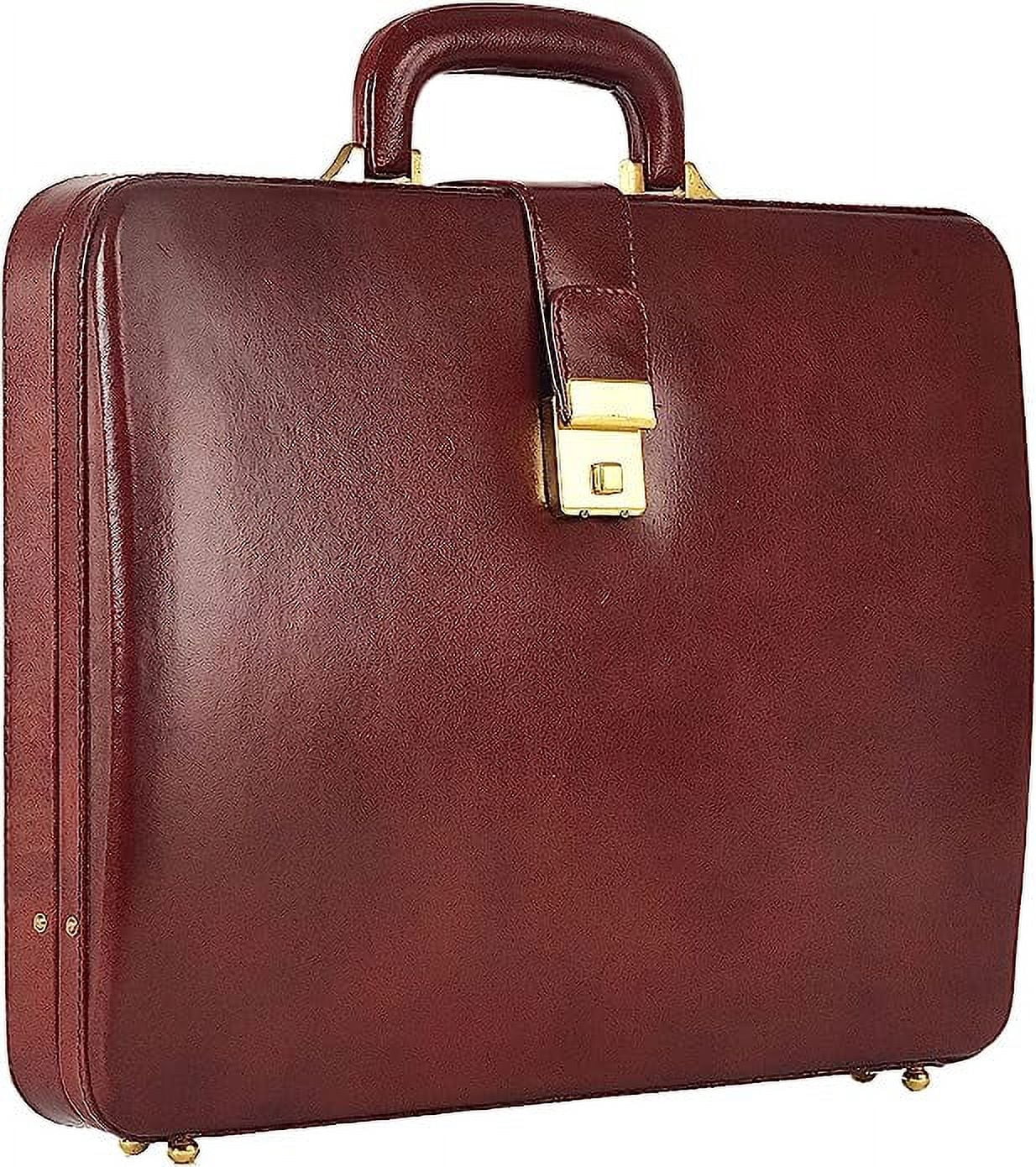 Premium Look Genuine Leather Attache Briefcase for Mens Office Handbag 14 Inch Laptop Case - Image 2