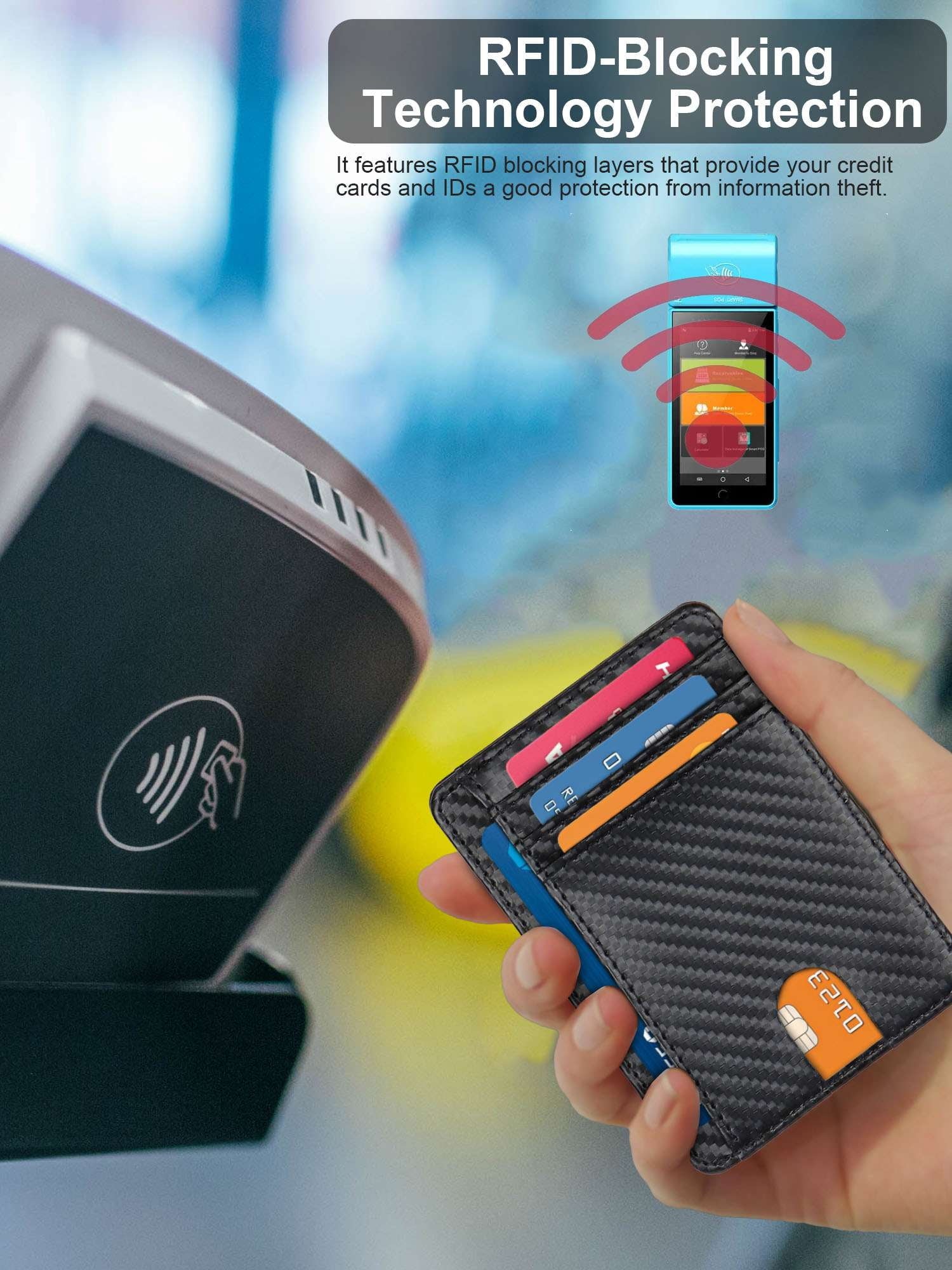 Slim Minimalist Front Pocket RFID Blocking Card Holder Leather Wallets for Men Women - Image 6