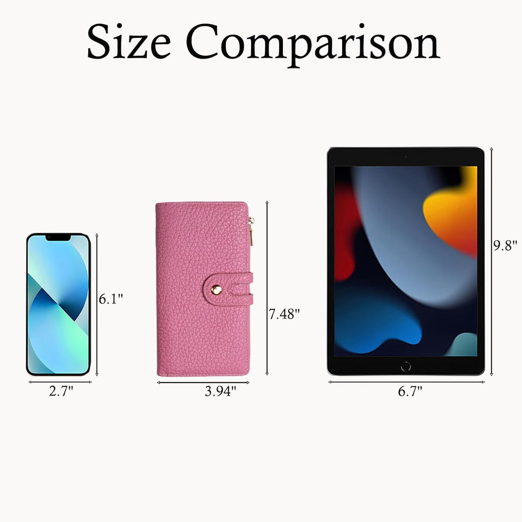 Wallets for Women Slim Leather Credit Card Holder RFID Blocking Bifold Thin Wallet with 4 Clear Windows Zipper Pocket - Image 5