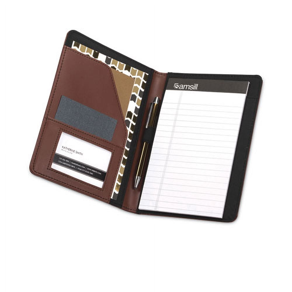 Contrast Stitch Leather Padfolio, 6.25w x 8.75h, Open Style, Brown | Bundle of 5 Each - Image 4