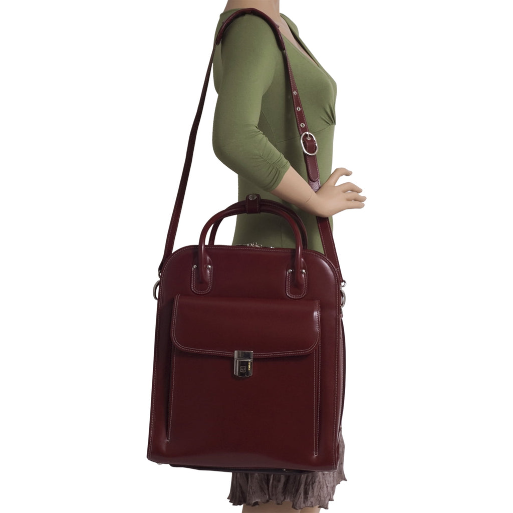 McKlein, Top Grain Cowhide Leather, 15" Leather Vertical Patented Detachable -Wheeled Ladies' Laptop Briefcase - Image 4