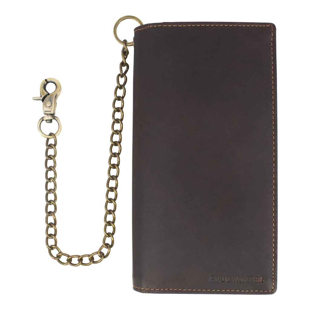 Vintage Leather RFID Blocking Men's Biker, Trucker Chain Bifold Wallet - Image 2