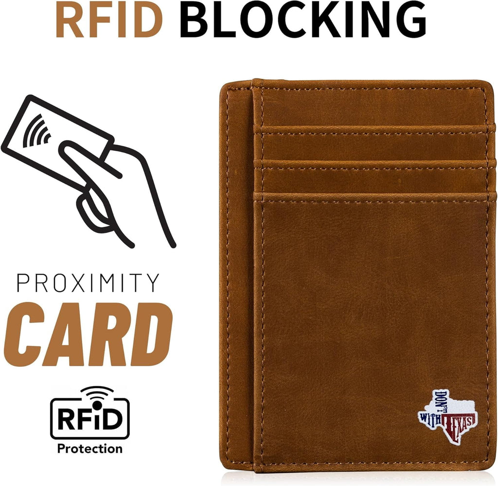 Don't Mess with Texas on Cardholder, Slim Front Pocket Wallet, PU Leather, Khaki, Card Holder, RFID Blocking with Tex... - Image 6