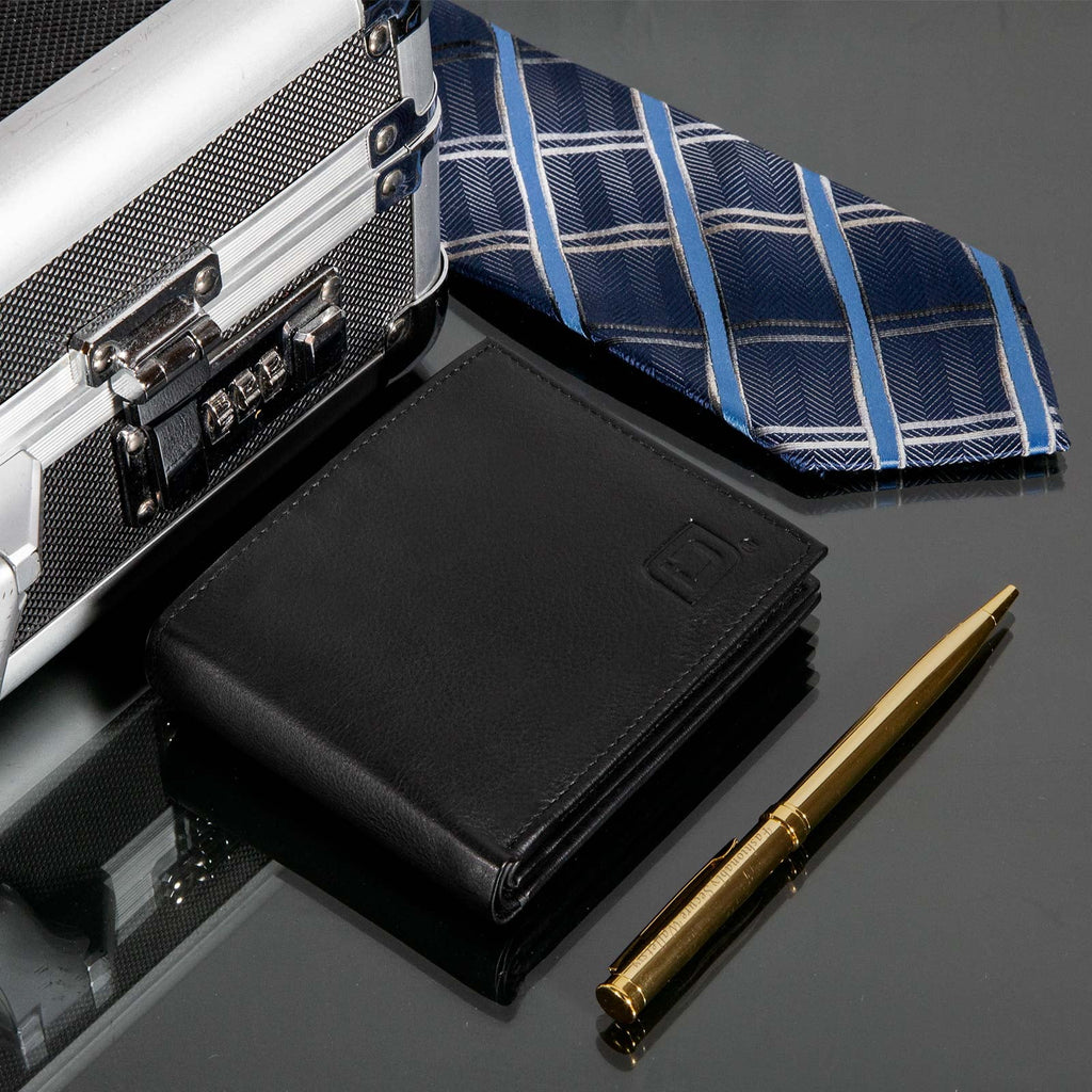 Men’s RFID Leather Wallet - Bifold with ID Window (Black) - Image 4