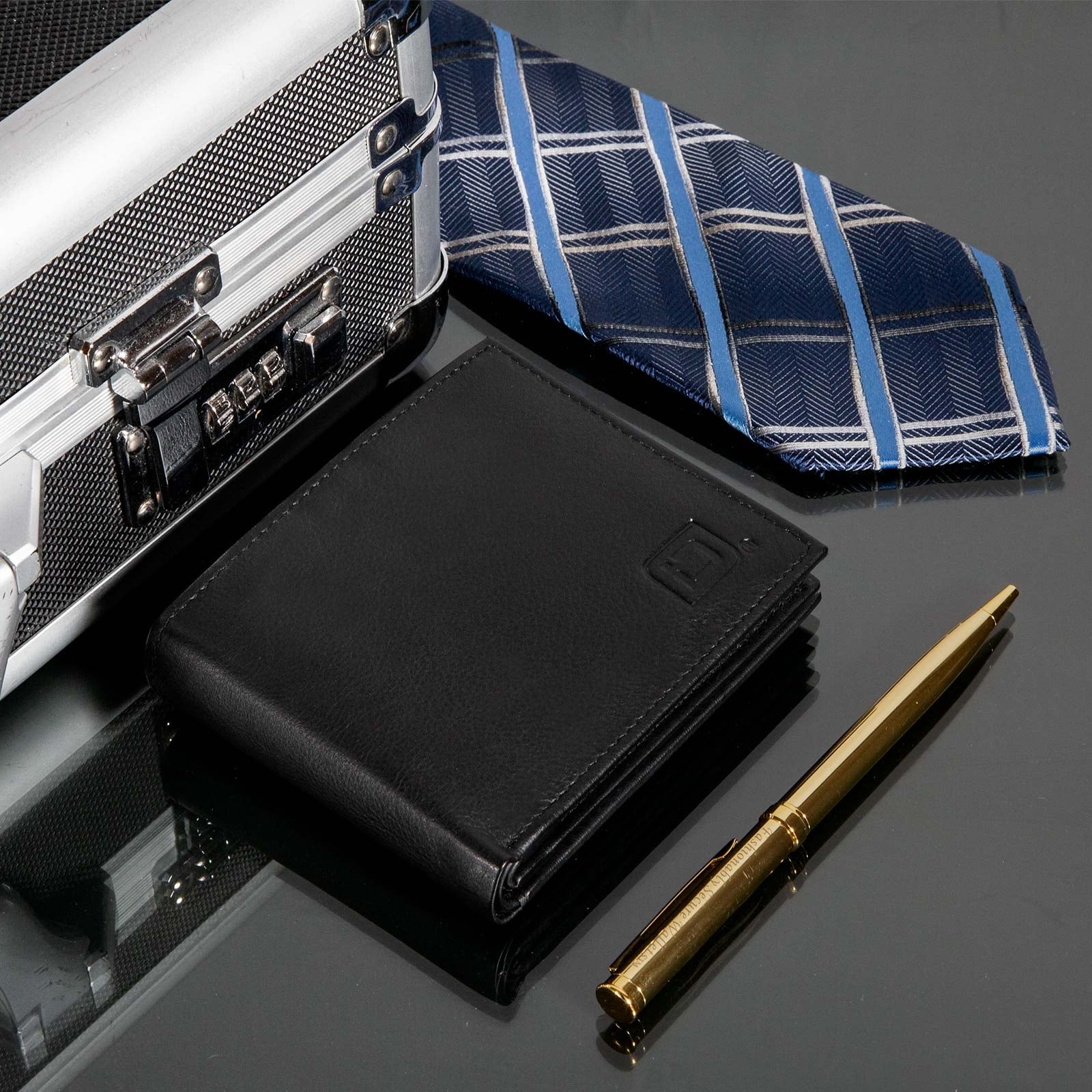 Men’s RFID Leather Wallet - Bifold with ID Window (Black) - Image 4