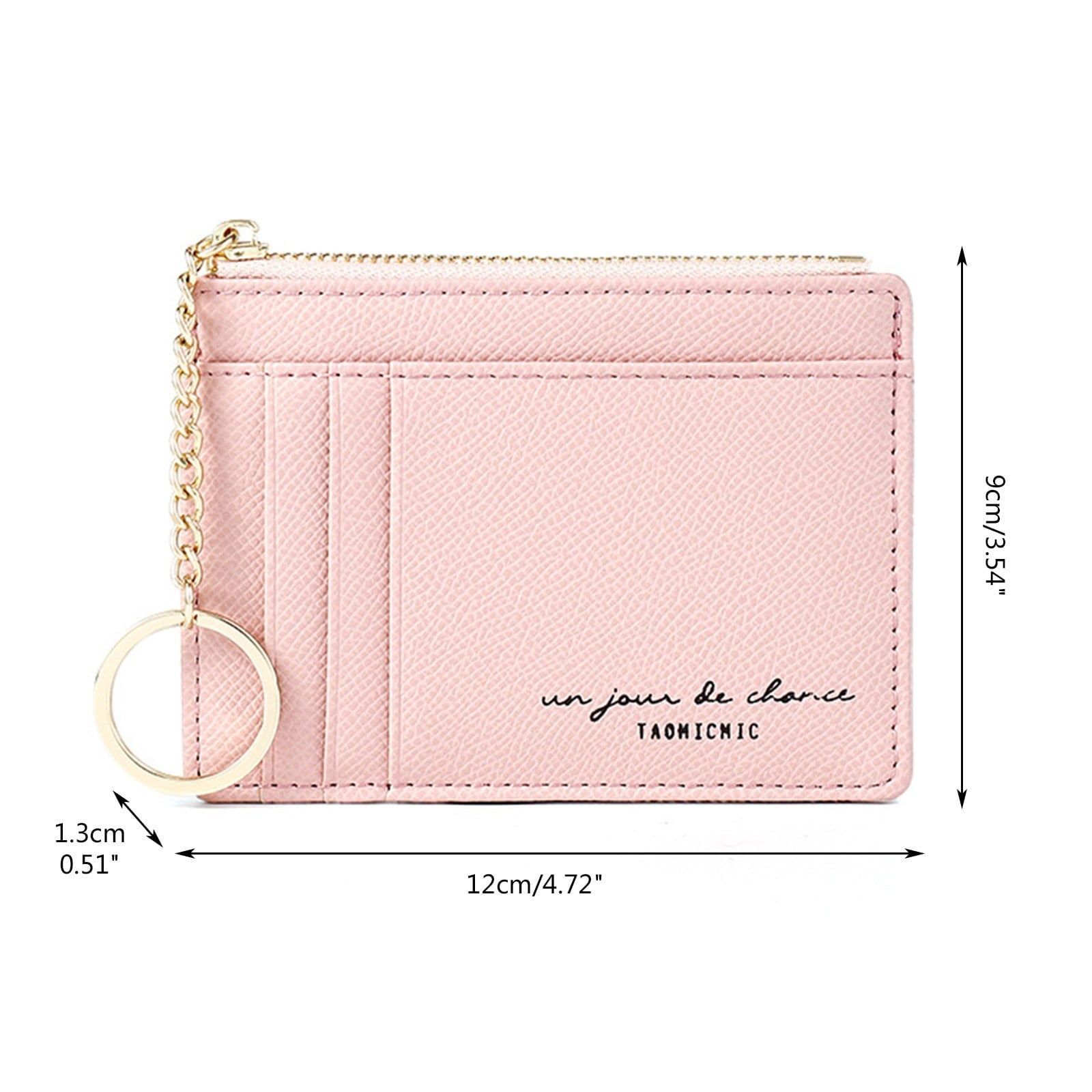 Slim Keychain Wallet Womens Leather Credit Card Holder Coin Change Purse Pouch with Zipper - Image 4