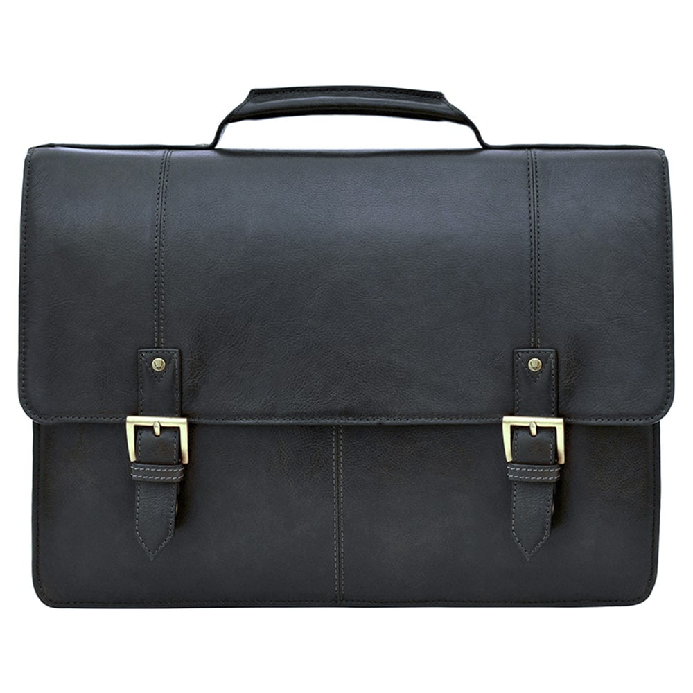 Charles Leather Large Laptop Messenger Briefcase - Image 2