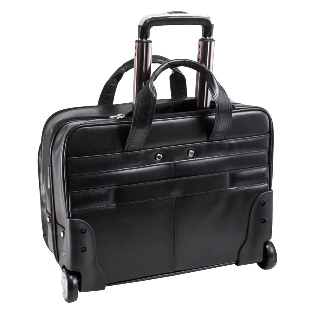 | 15” Leather Wheeled Laptop Briefcase - Image 5