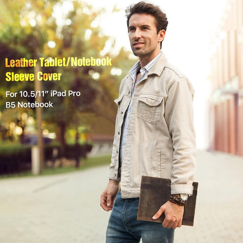 11 Inch Padfolio for Men & Women, Handmade Vintage Portfolio Organizer with Elastic Band - Image 2