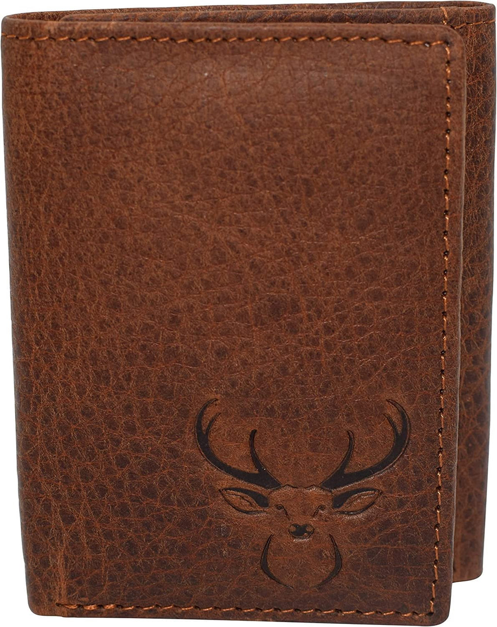 Deer Men's RFID Blocking Real Leather Bifold Trifold Wallet Trifold - Image 6