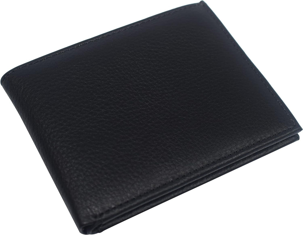 Mens Soft Genuine Leather Slim ID Bifold Wallet 60 (C) Black - Image 3