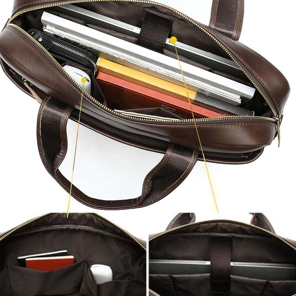 Briefcases for Men Business Leather Bag Leather Briefcase for Men for School Brown - Image 4