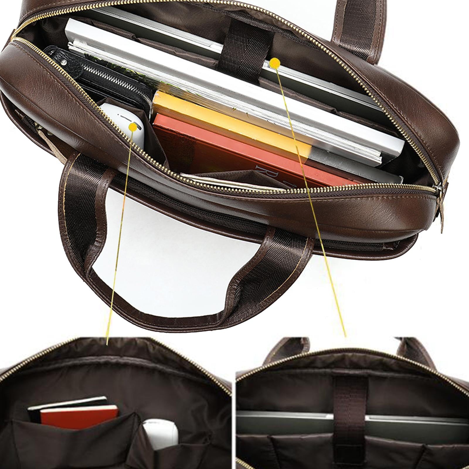 Briefcases for Men Business Leather Bag Leather Briefcase for Men for School Brown - Image 4