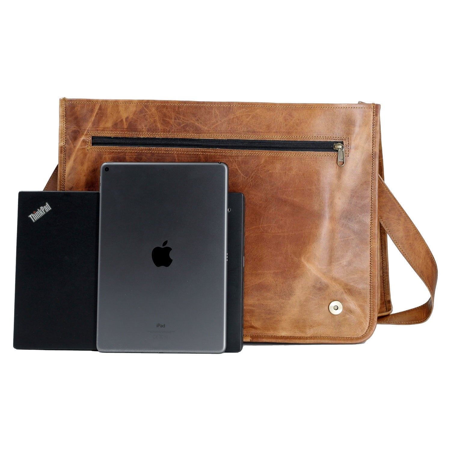 Komals Passion Leather Vintage Mens 16 Inch Leather Laptop Messenger Pro Satchel Mens Bag - Image 3