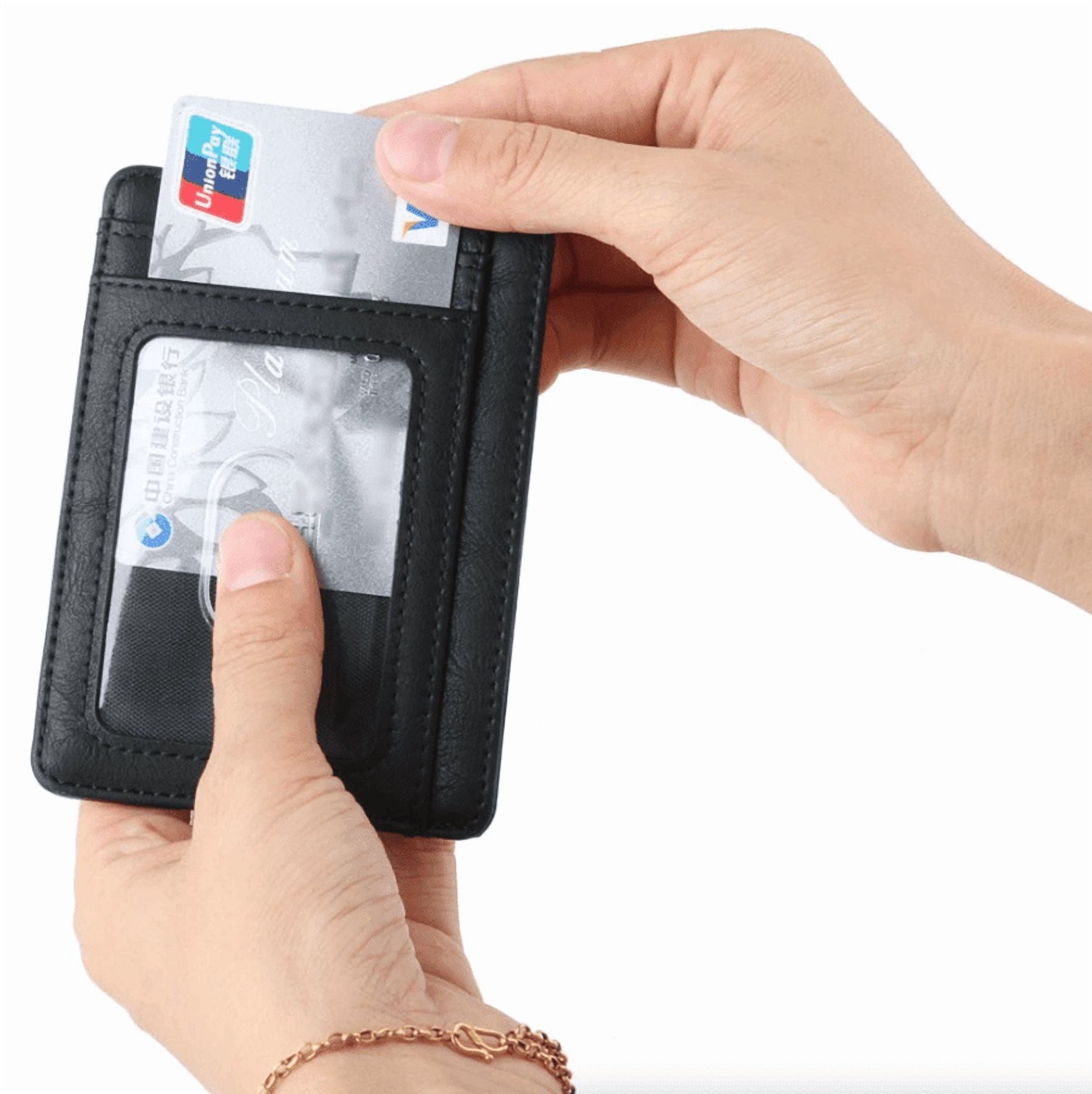 Men's RFID Blocking Slim Leather Wallet - Ultra Thin Minimalist Card Holder with 8 Card Slots, Unisex Front Pocket Mo... - Image 6