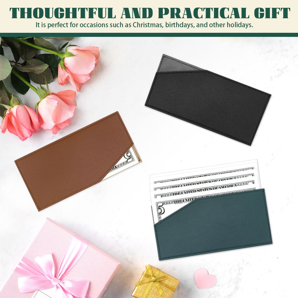 Sekenow 3 Pack Slim Cash Wallet, PU Leather Money and Card Holder, Stylish Reusable Money Envelope Organizer for Dollar Bill Receipt Budgeti - Image 2
