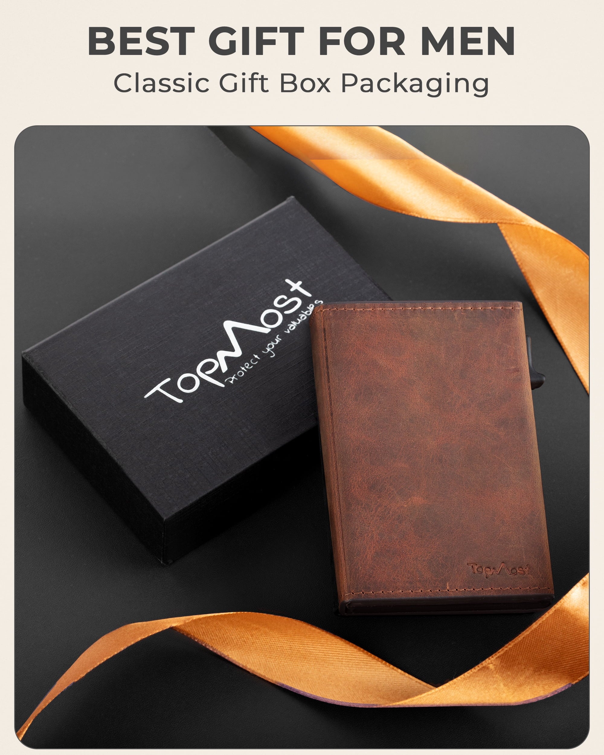 Genuine Leather Pop-Up Wallet for Men, Credit Card Holder, RFID Blocking Wallet with ID Window, Slim Minimalist, 5-9 ... - Image 4