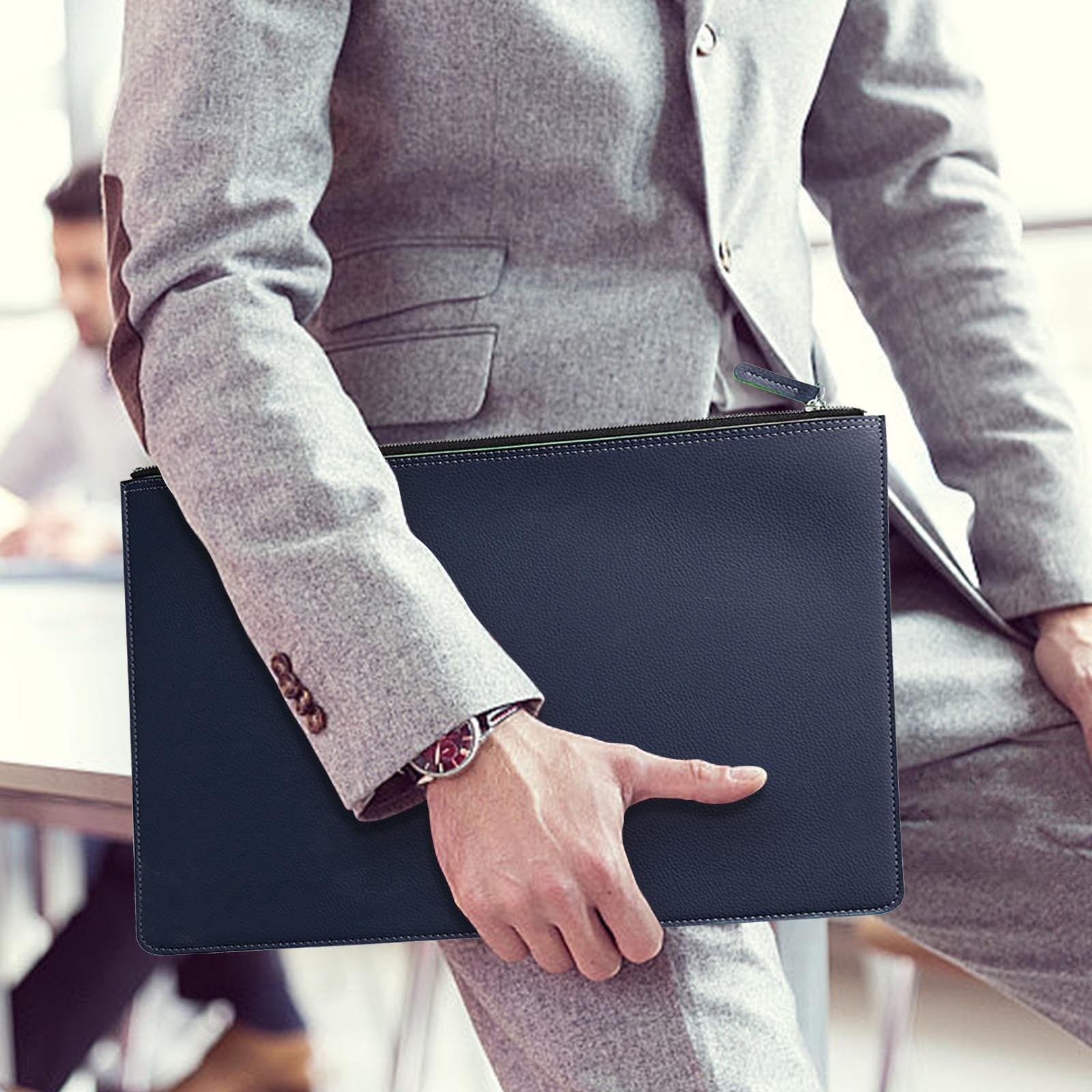 Leather Document Bag Business Briefcase Waterproof Folder Storage Bag for Men and Women Official Office Organizer - Image 4