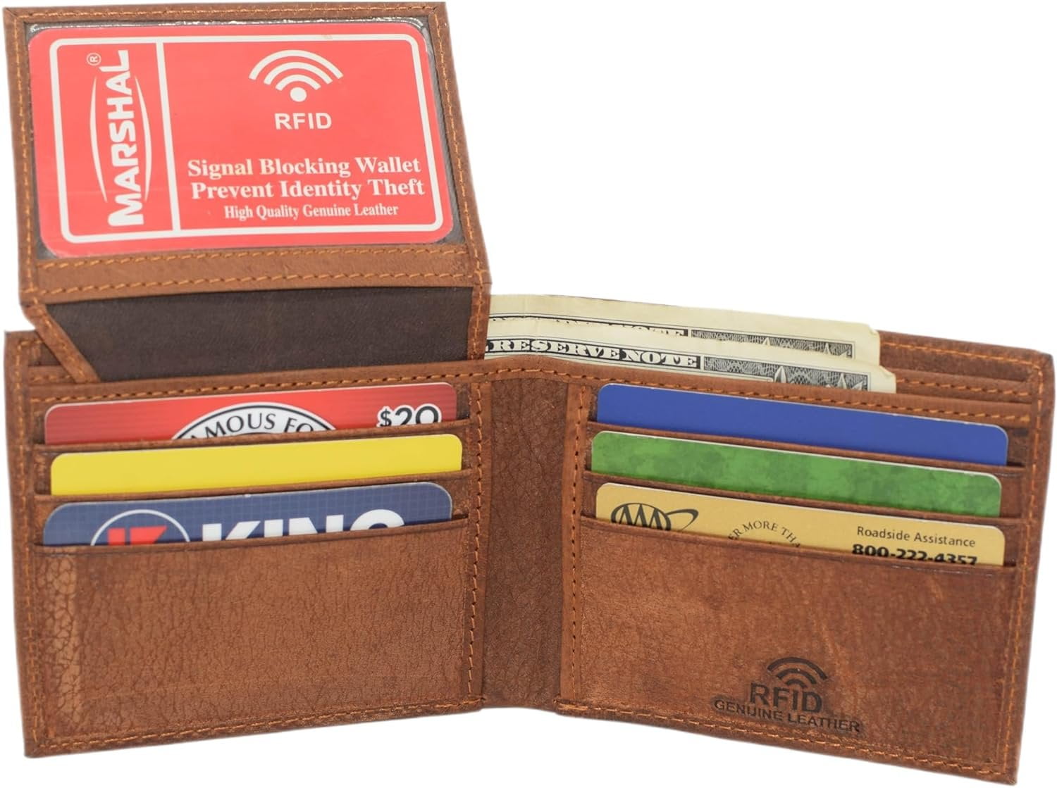 Marshal RFID Blocking Elephant Genuine Leather Bifold Trifold Wallet for Men Bifold - Image 2