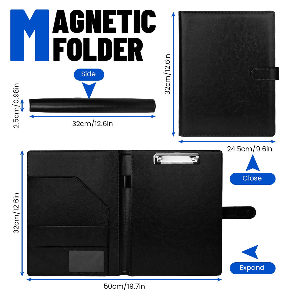 Portfolio Binder Clipboard Folder, Leather A4 Letter Size Padfolio Organizer with Magnetic Closure, Document Holder f... - Image 2