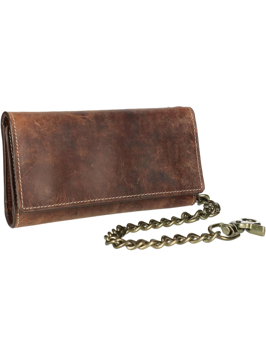 Crazy Horse Leather RFID Long Trifold Chain Wallet (Men) - Image 2