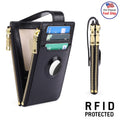 Small Wallet for Women Oil Waxed Slim Leather Purse RFID Blocking Card Holder