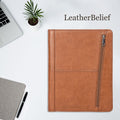 AZXCG Portfolio Business Folder Padfolio, Folder with Letter Size (A4) Paper Notepad Writing Pad,Zippered Travel Organizer, Vegan Leather Bu
