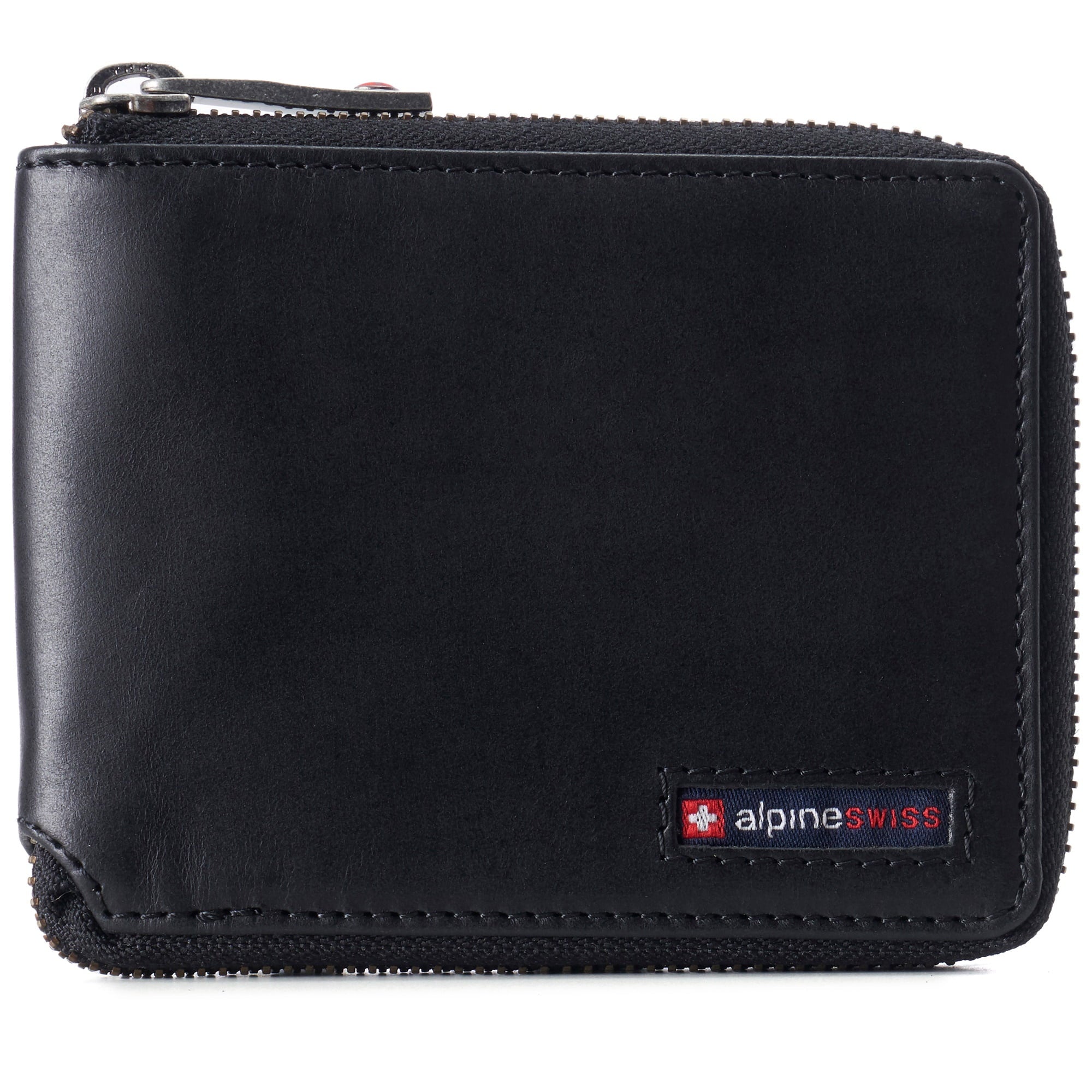 Zipper Bifold Wallet for Men Women RFID Protected Genuine Leather