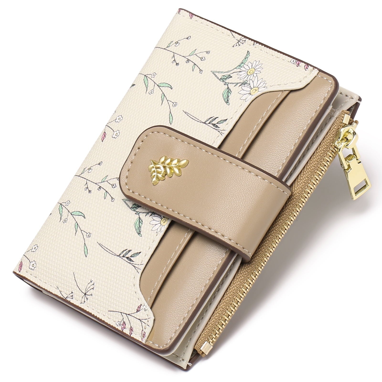Small Wallet for Women Slim Bifold Leather Credit Card Holder Purse Zipper Pocket Coin Wallets with ID Window