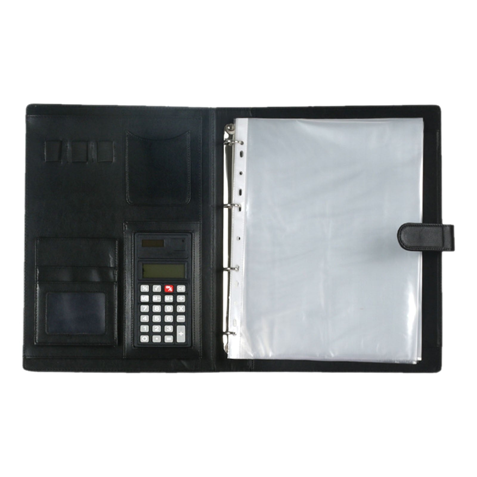 BKBP A4 Leather Padfolio with 3 Ring Portfolio Binder with Clipboard Padfolio for Women Men Office Three Binders Organizer with Calculator P