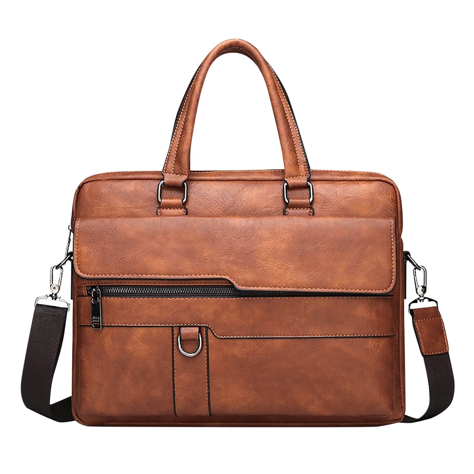 Leather Briefcase for Men Laptop Handbags Large Capacity Retro Work Messenger Crossbody Shoulder Bags