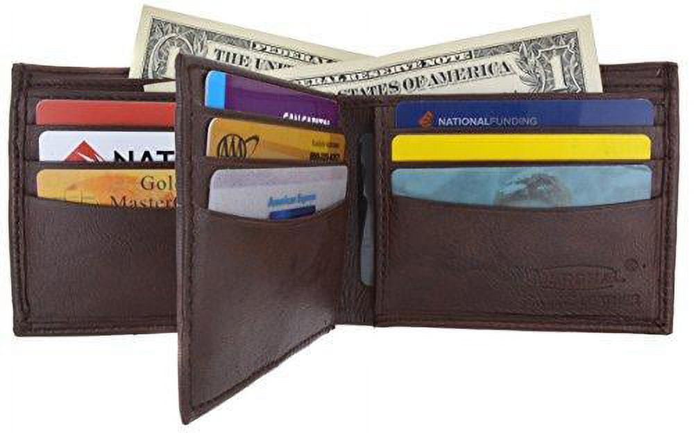 Bifold Men's Genuine Leather Center Flap Multi Card Holder Wallet NEW