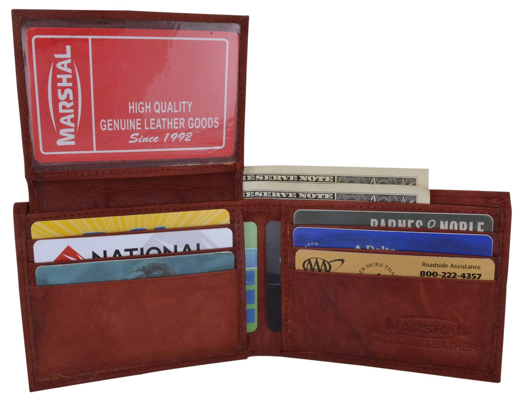 Bifold Mens Smooth Genuine Leather Flap Up ID Wallet 1153 CF