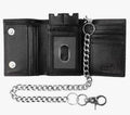 Black Real Leather Wallet Classic Wallet Chains RFID Wallet for Men with Card Slots & Key Holder