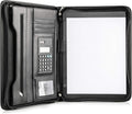 Black Superior Vegan Leather Business Portfolio with Zipper – Padfolio All-in-One. Smartest Protective 10.1 Inch Tabl...