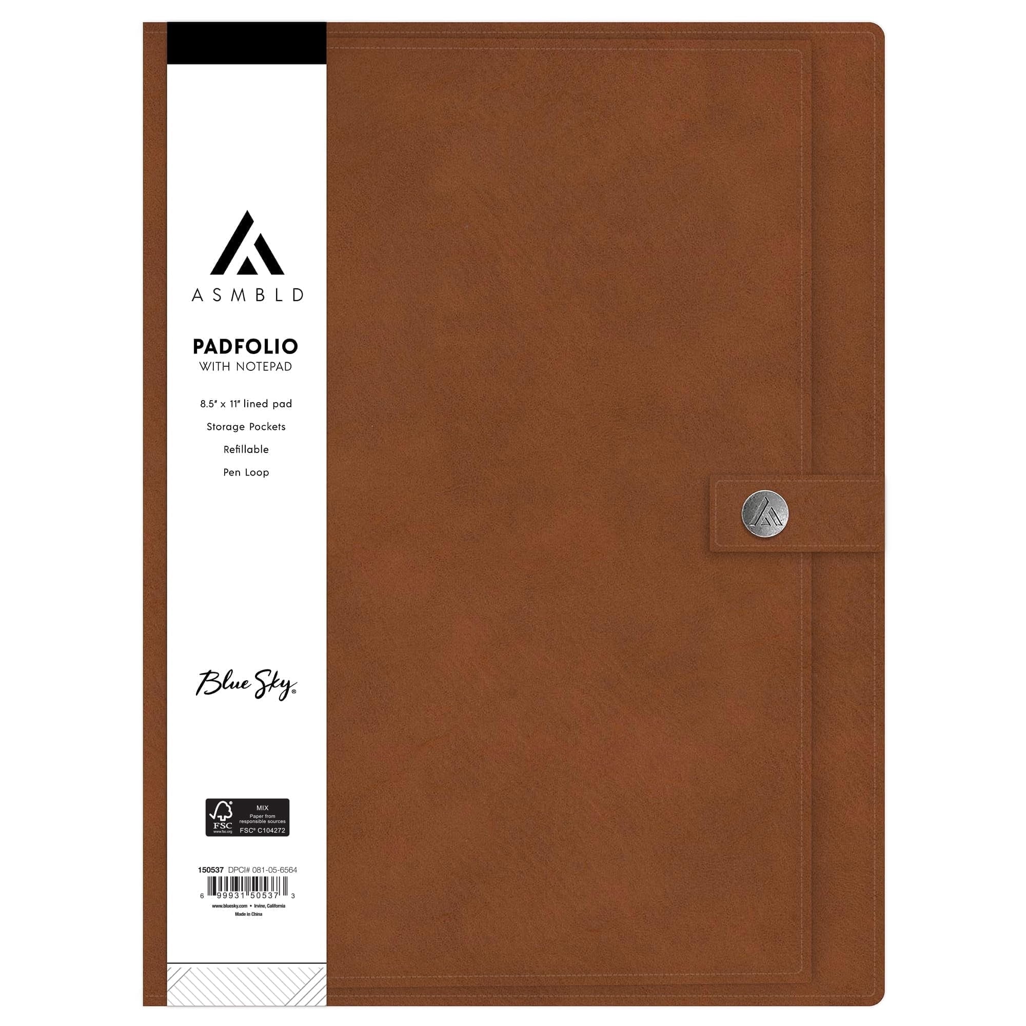 ASMBLD Faux Leather Padfolio, Letter Size, Non-Dated, Professional Portfolio with Notepad, Business Organizer for Mee...