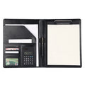 Padfolio Portfolio Organizer Folder with Calculator for Office, Gift, Pu Leather Black