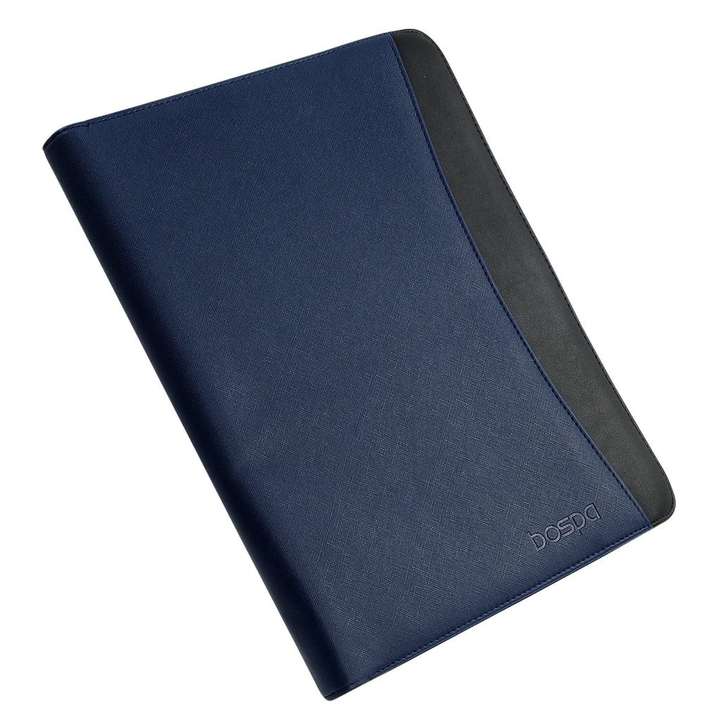 Padfolio Portfolio Folder/Multi Function Folder/Business Folder with Zippered Closure and Professional Leather (Blue)