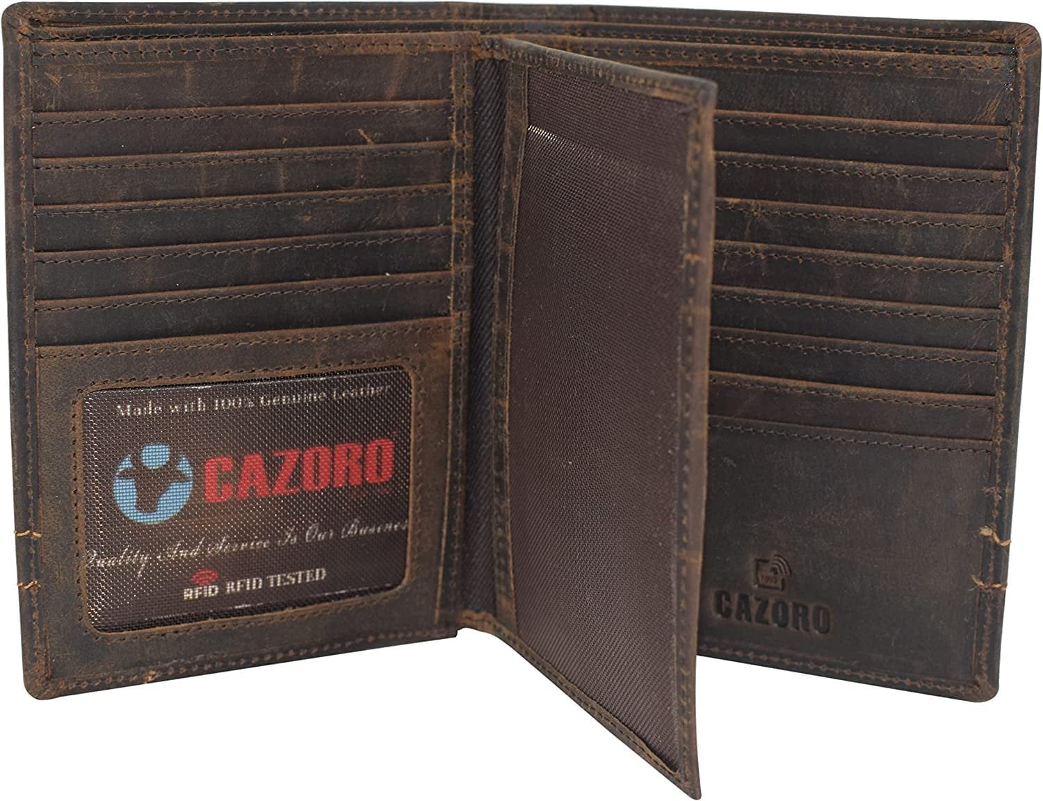 Men's Hipster Bifold RFID Blocking Vintage Leather Multi-Card ID Holder European Wallet for Men Brown Logo