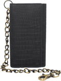 Biker Wallets for Men with Chain - Distressed Croco Leather Wallet Credit Card Slots, Money Sleeve, & Zippered Pocket...