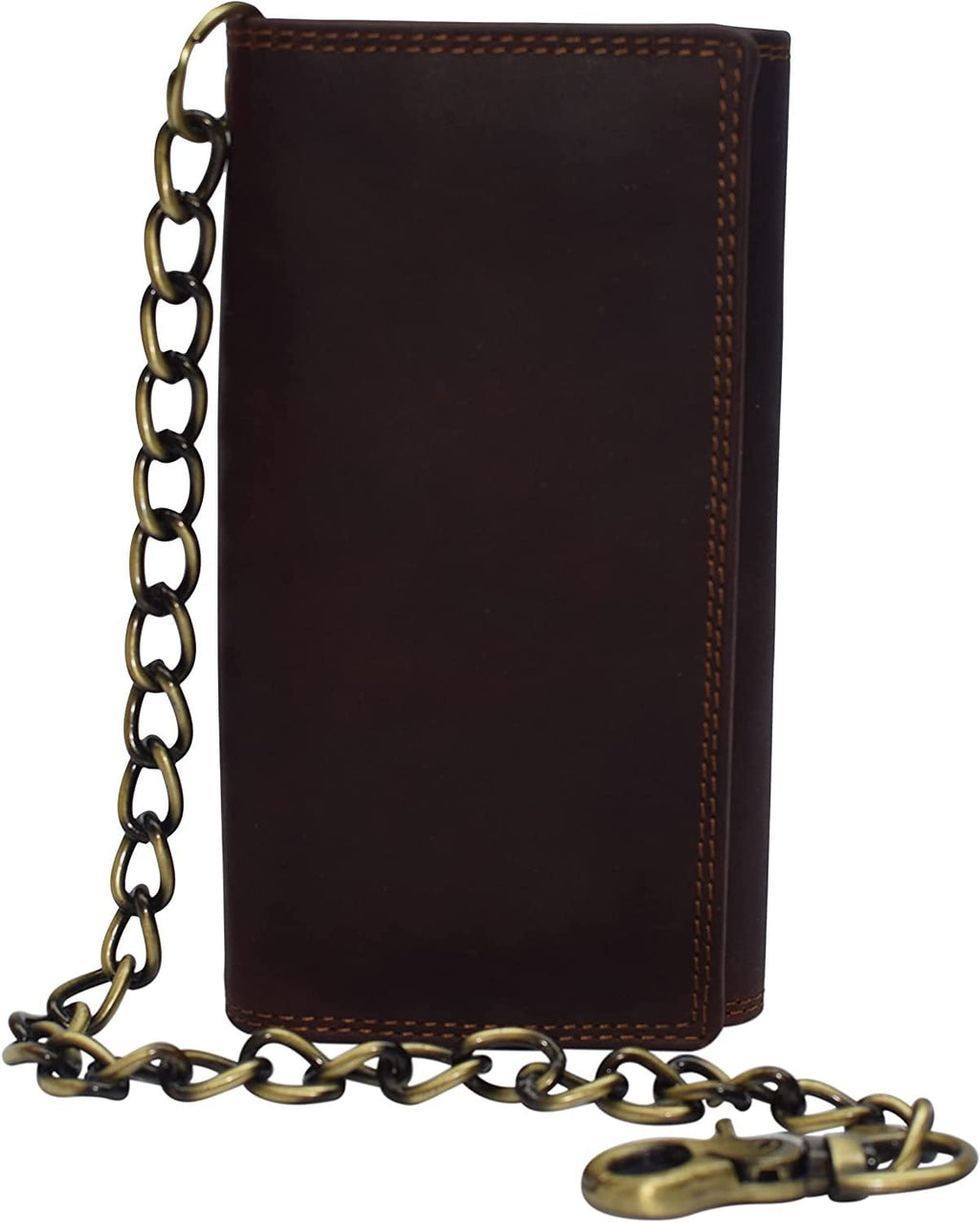 USA Motorcycle Chain Wallet for Men 100% Natural Genuine Leather, Long Trifold RFID Blocking, Credit Card Money Organ...